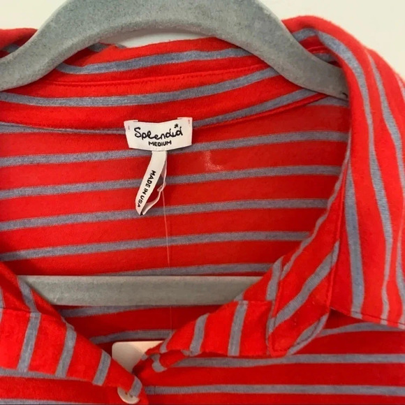 Splendid Striped Dolman Sleeve Polo Button Down Red Size M NWT - Picture 5 of 11